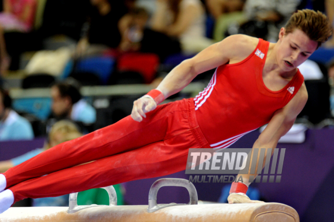 İdman gimnastikası üzrə fərdi çoxnövçülük yarışlarının finalı keçirilir. Bakı, Azərbaycan, 18 iyun 2015